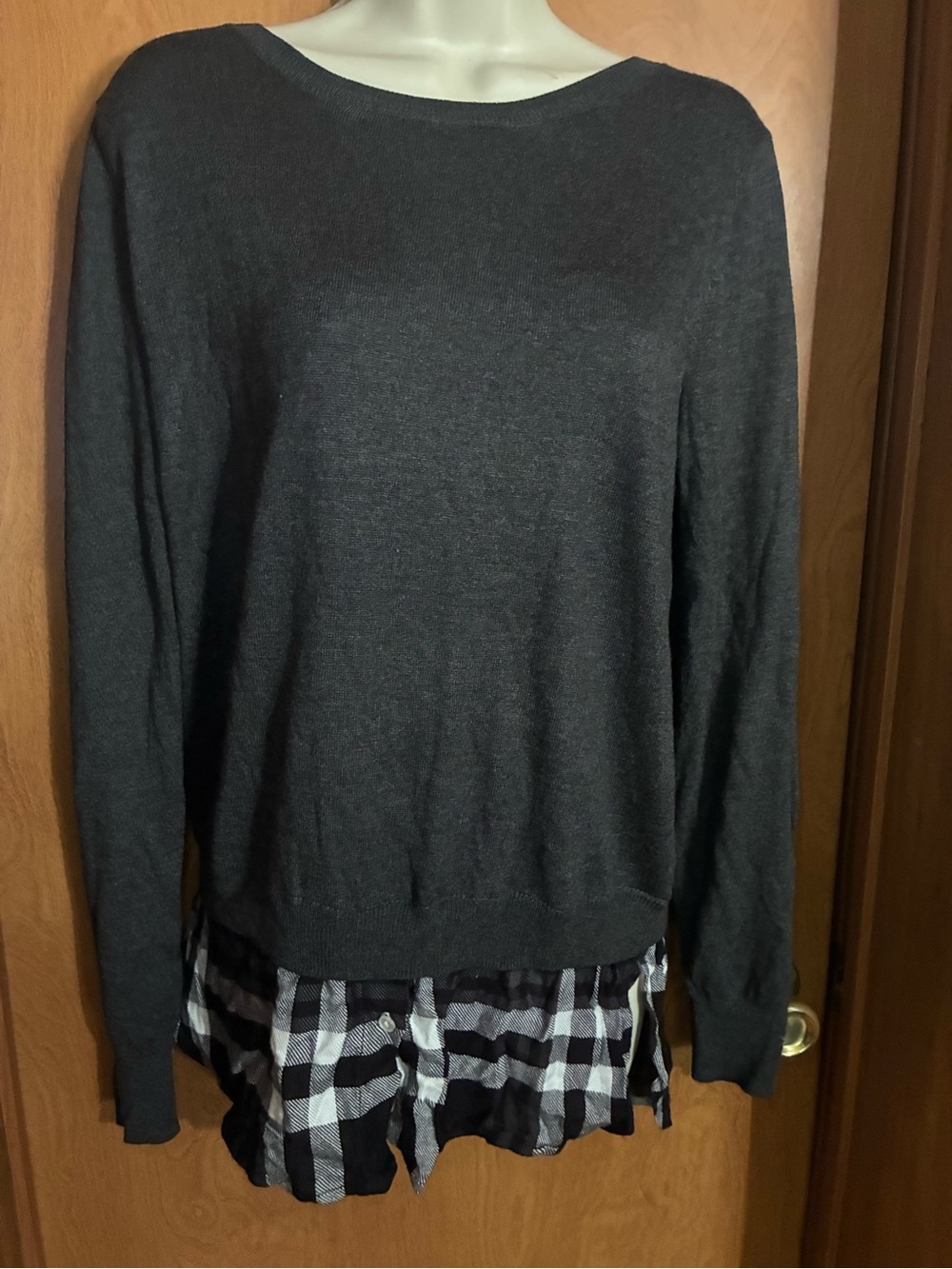 Dalia Black Knit Top with Layered Look Small